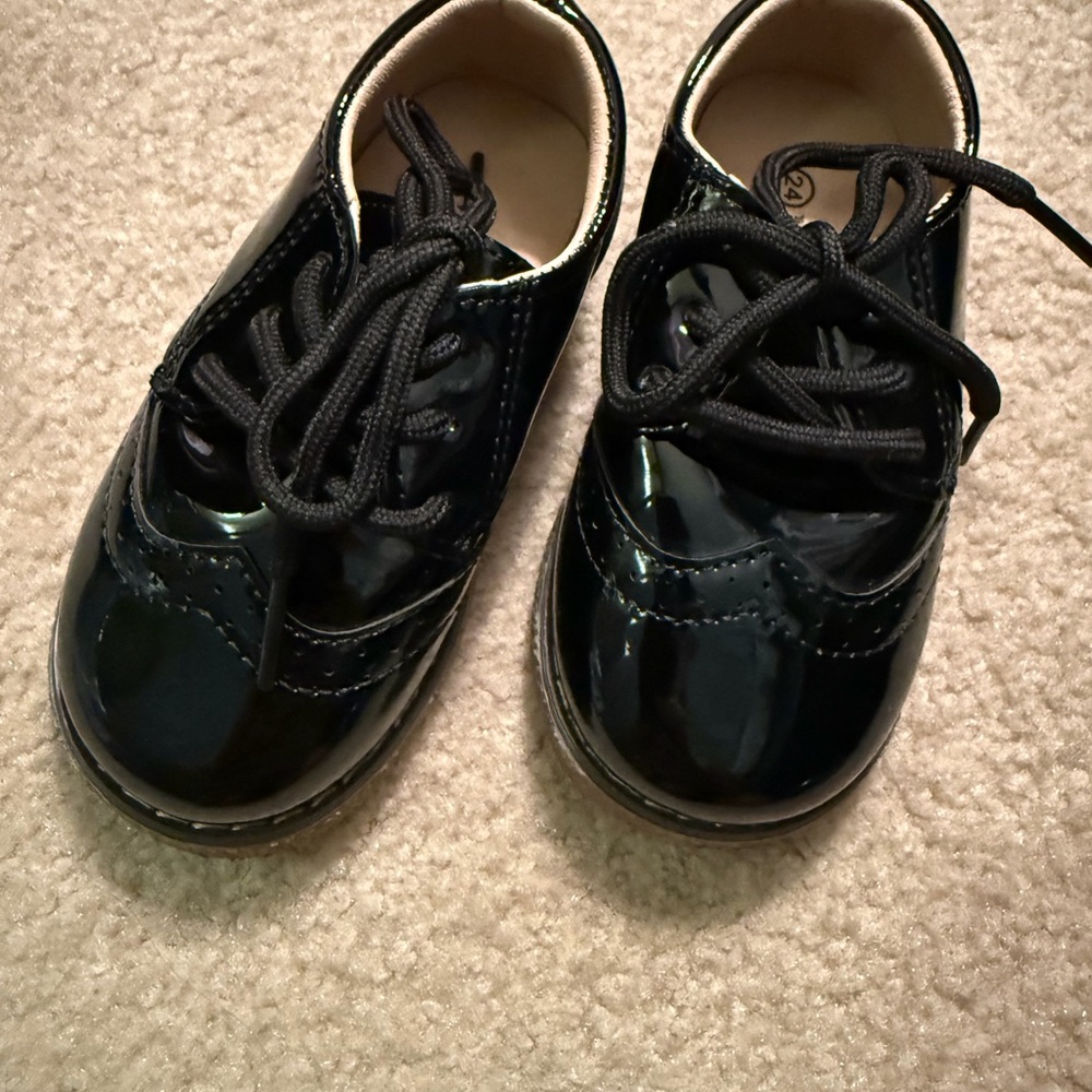 Shiny Black Kids Dress Shoes